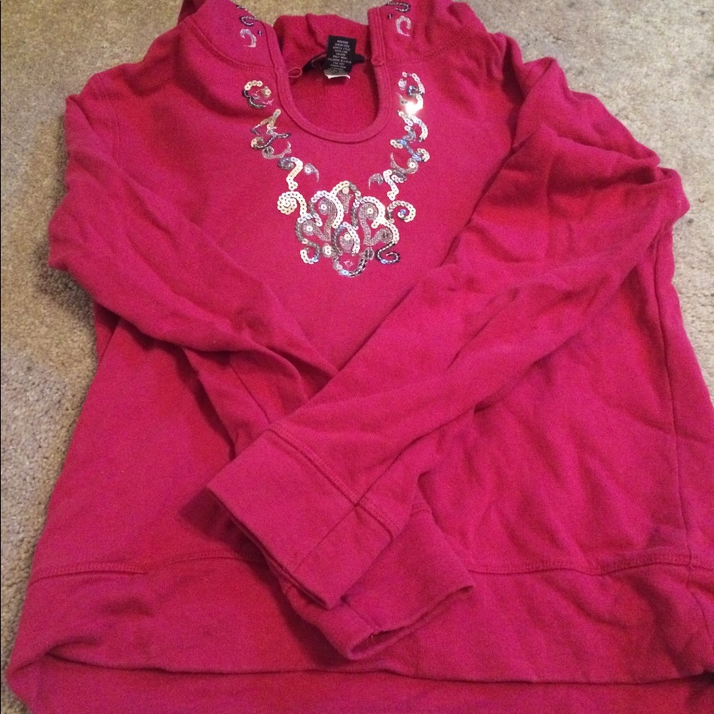 Hooded sequin pullover