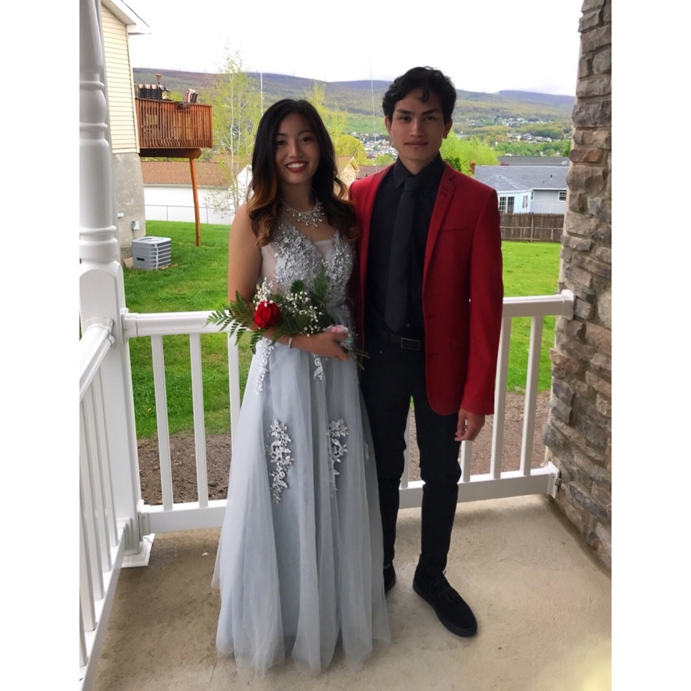 Silver Detailed Prom Dress