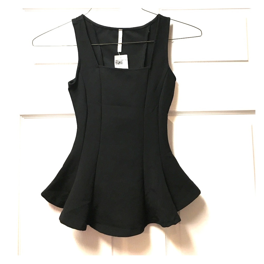 NEW S Black Manito Ottoman Peplum Top