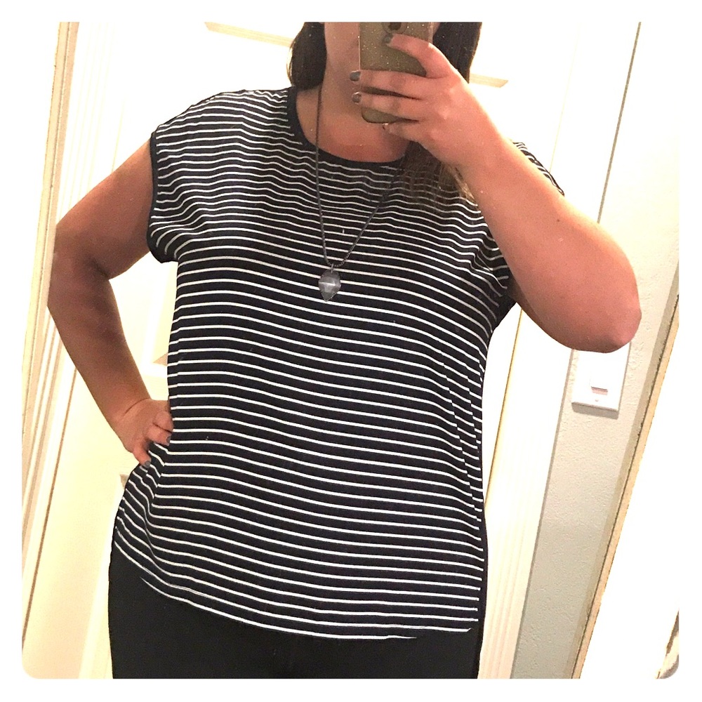 Loft stripe mix media top