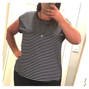 Loft stripe mix media top