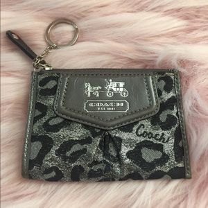 Coach keychain wallet. Silver cheetah