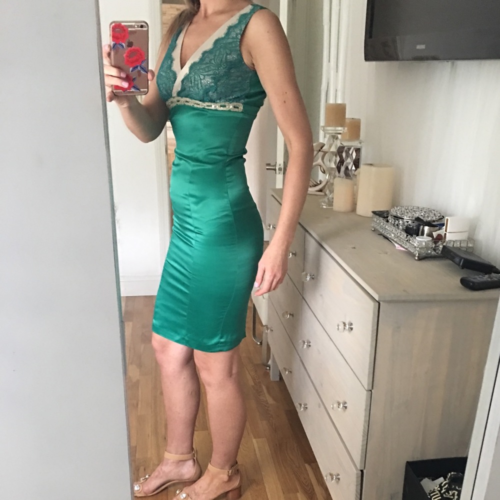 Emerald green cocktail dress