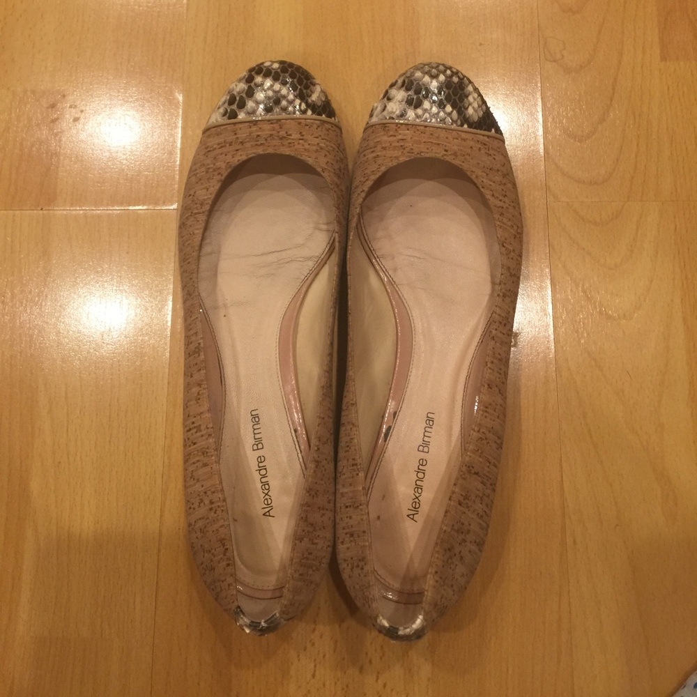 Alexandre Birman Python-Cap Cork Ballerina Flat