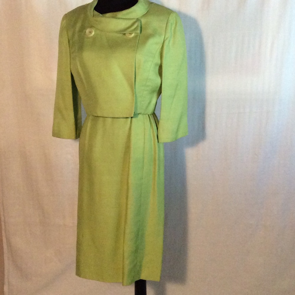 1960's Light Chartreuse Sheath, Jacket and Belt