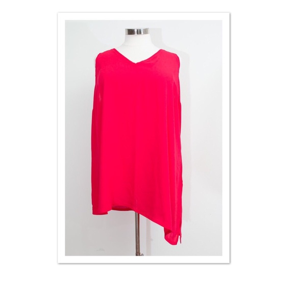 Lane Bryant Crepe Asymmetric Hem Red Tank Top - Picture 1 of 3