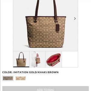 NWT Beige Canvas Coach Tote & Wristlet