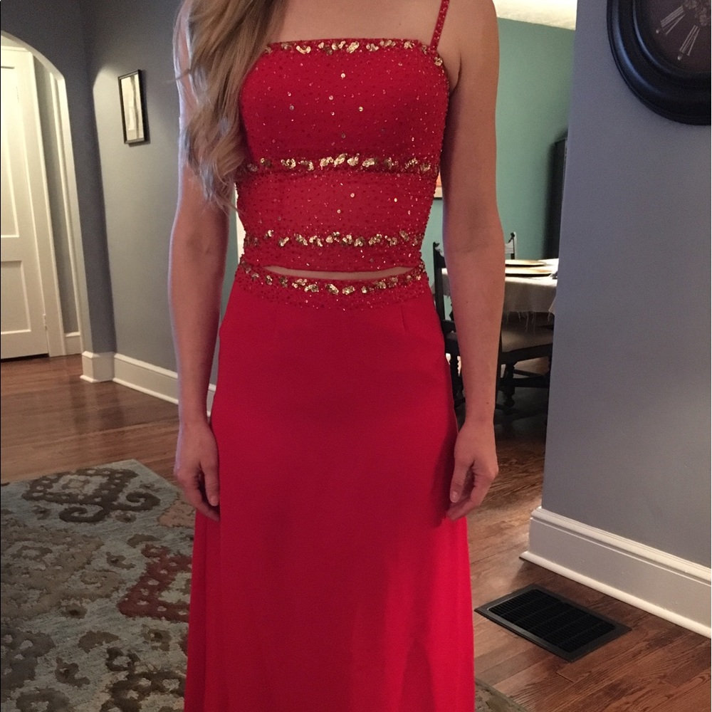 **SOLD**Apple Red 2 Piece Prom or Pageant dress