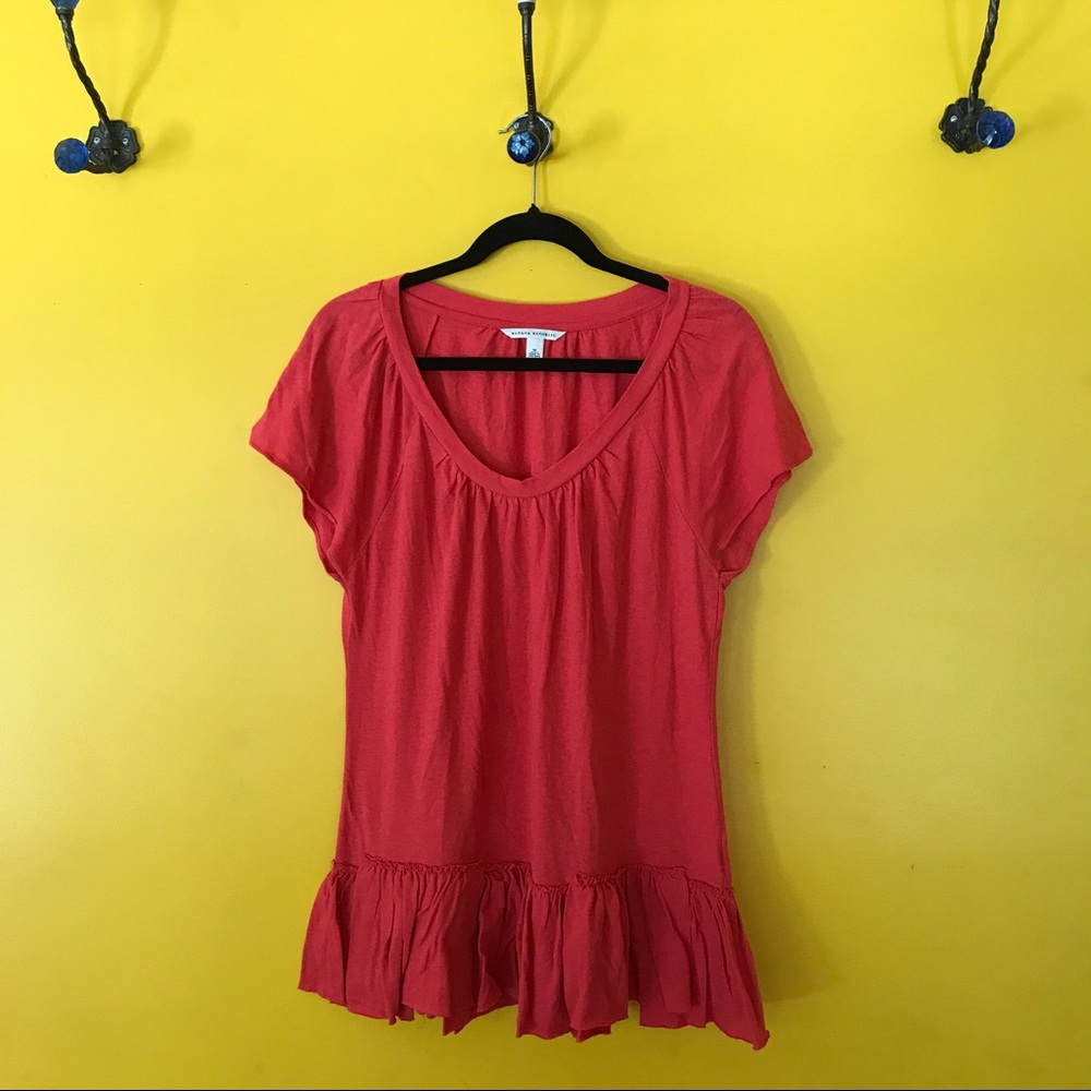 Banana Republic Coral V-Neck Peplum Tunic Top