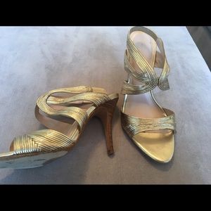 Elie Tahari strapped gold sandals