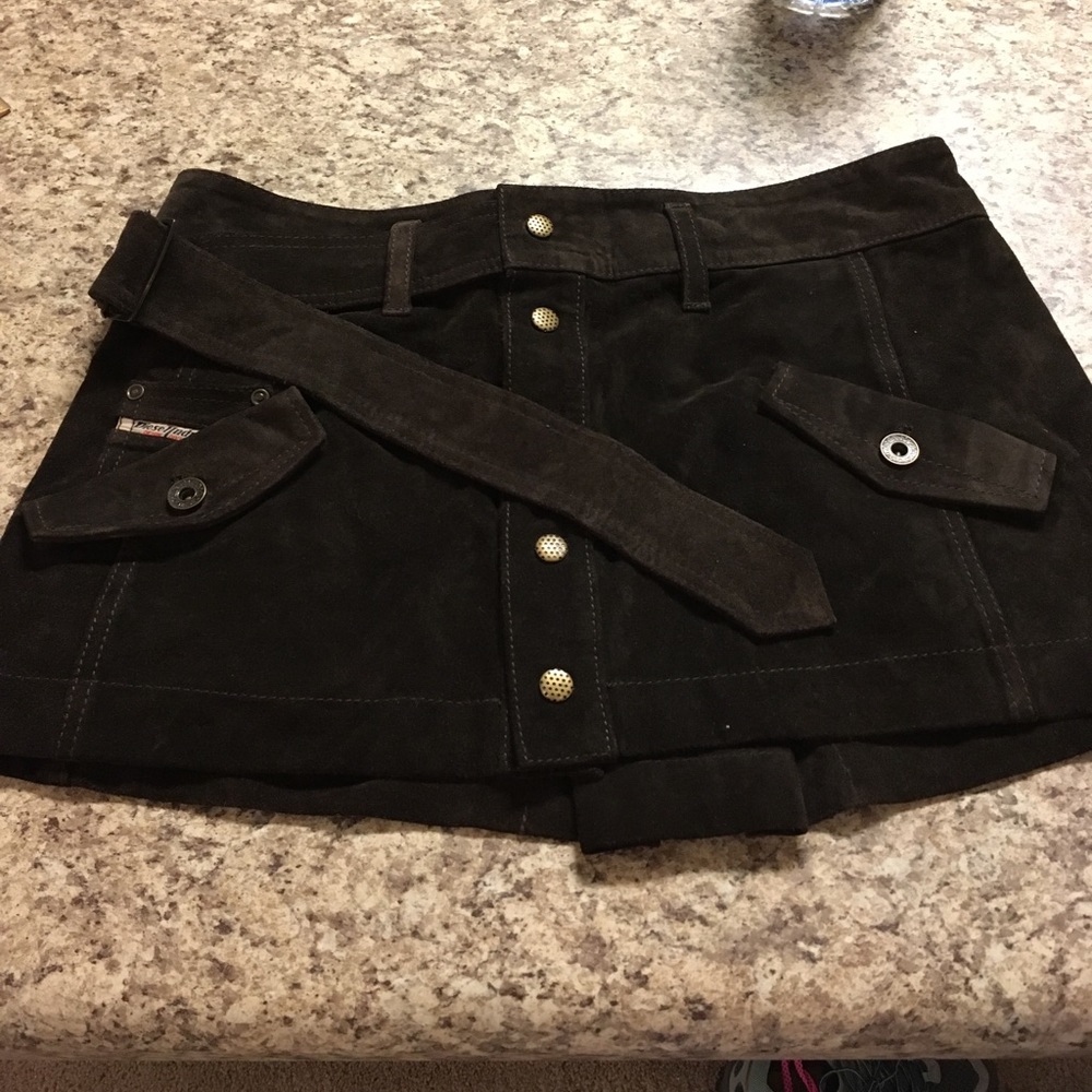 Diesel brown suede mini skirt