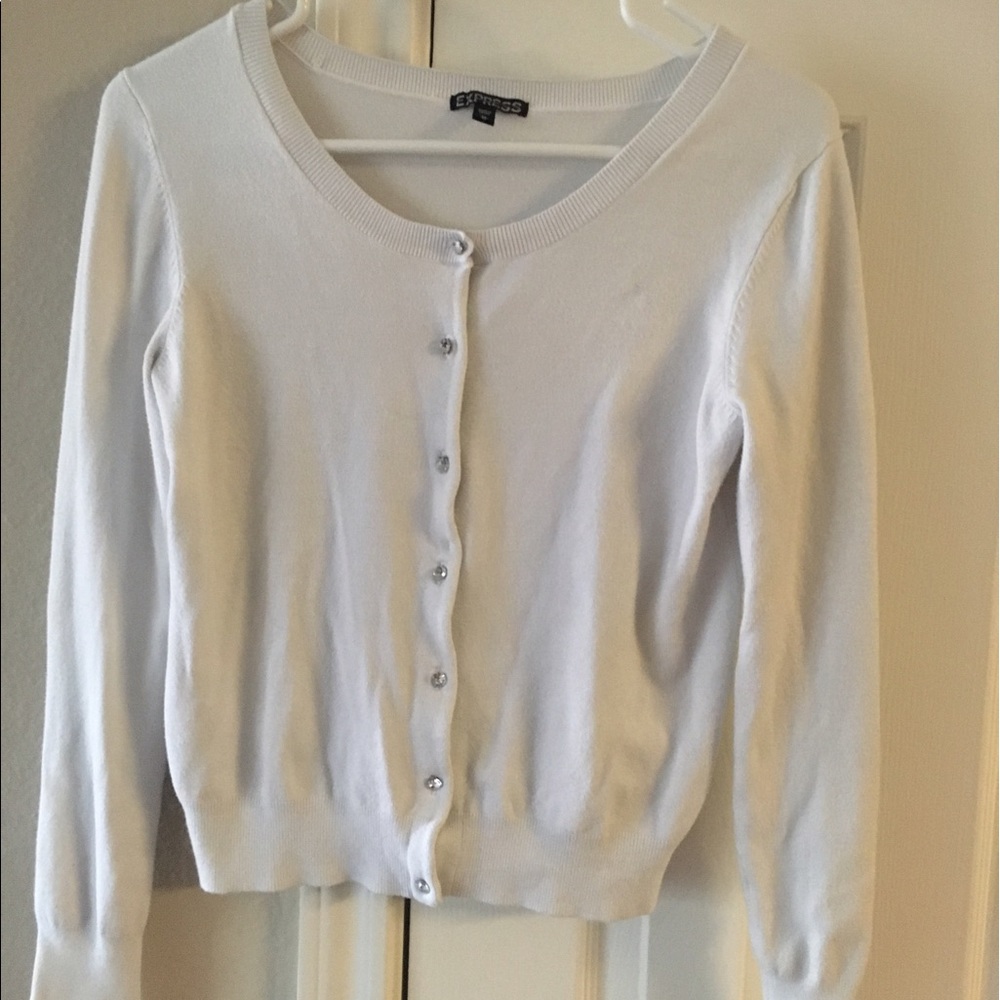 White gem button down cardigan