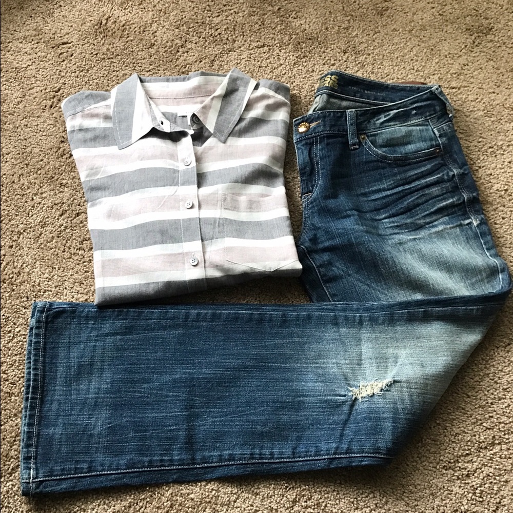 Express Jeans (Size 4R) With Striped Blouse