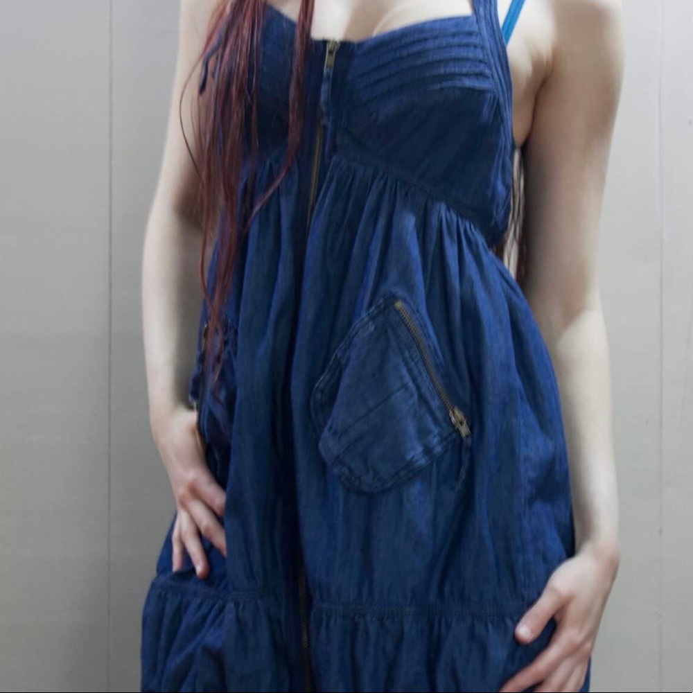 Zipperrr denim halter mini