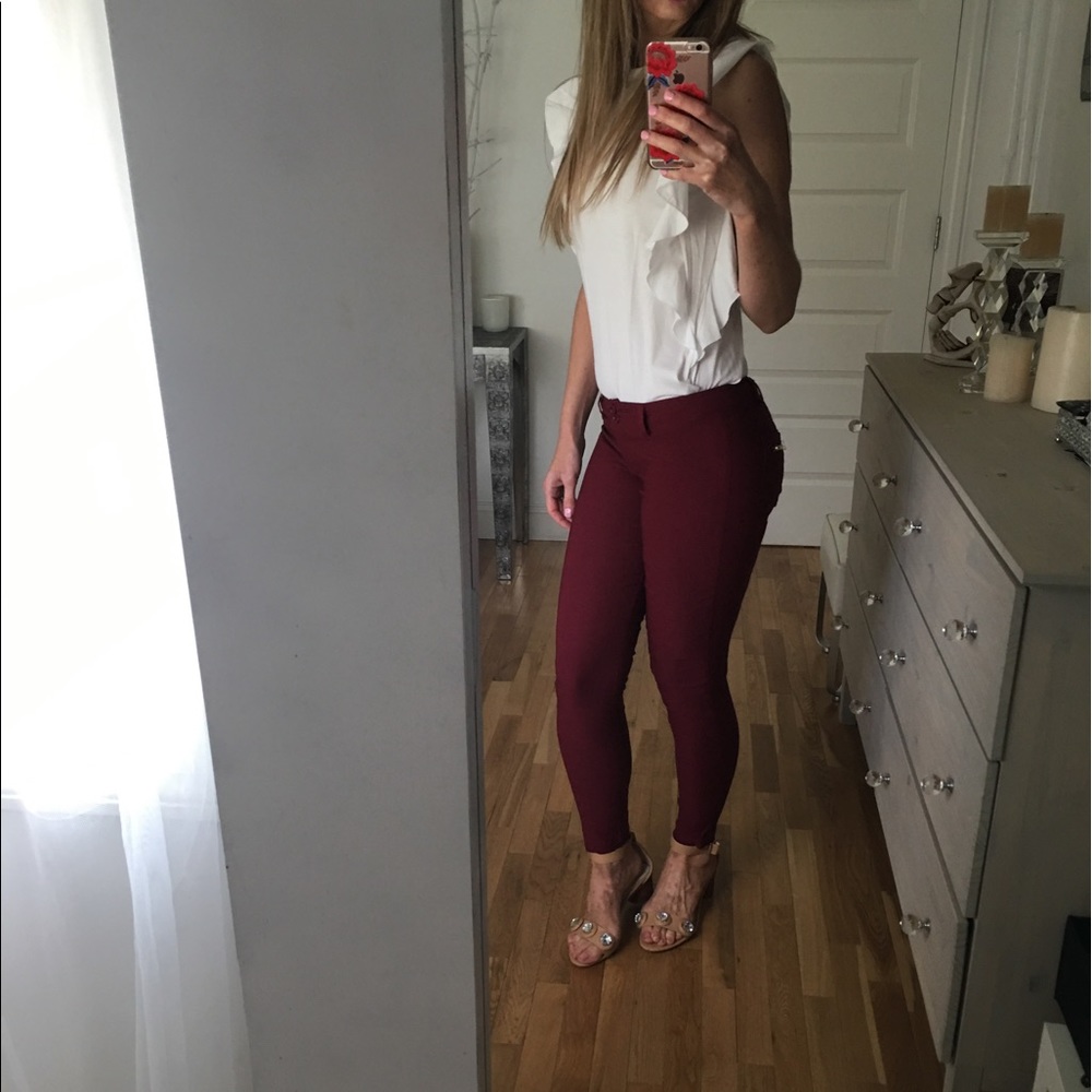 Burgundy skinny pants