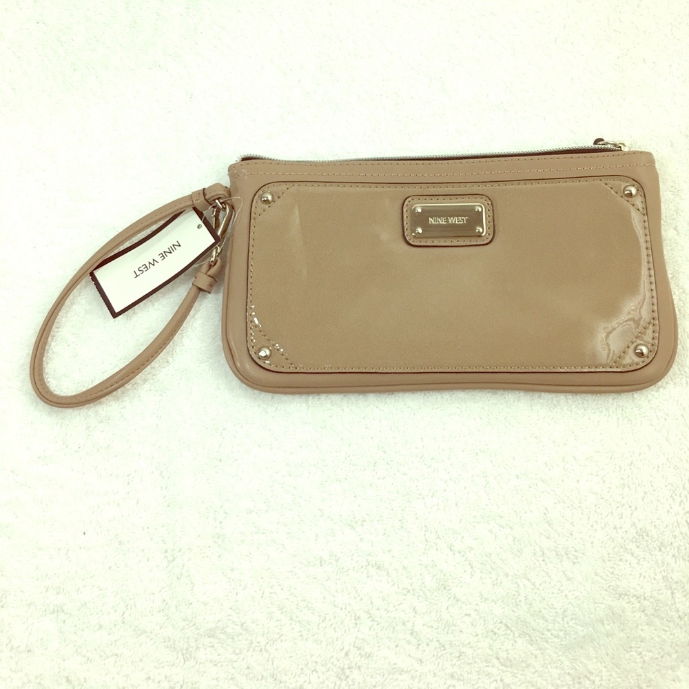NINE WEST Nude Leather Wristlet