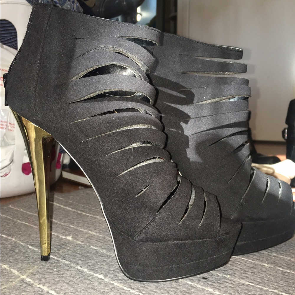 Black strap heels