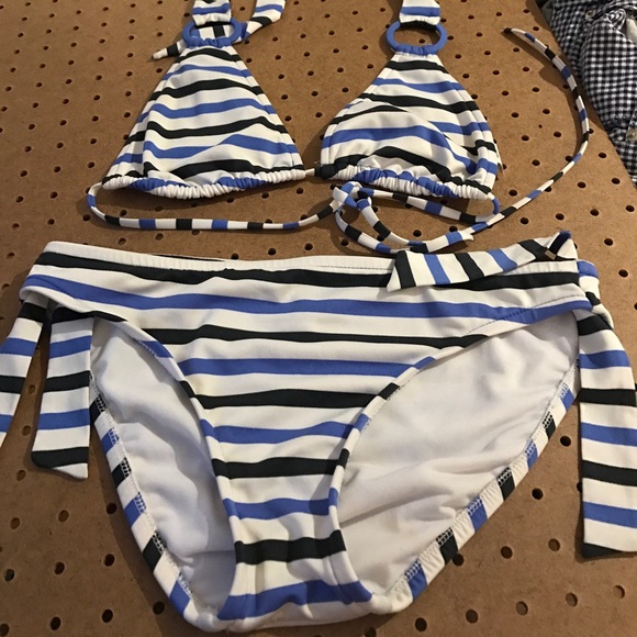 mossimo Other - Mossimo bikini, striped blue and black and white