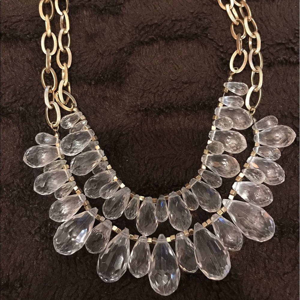 Clear stone and gold necklace