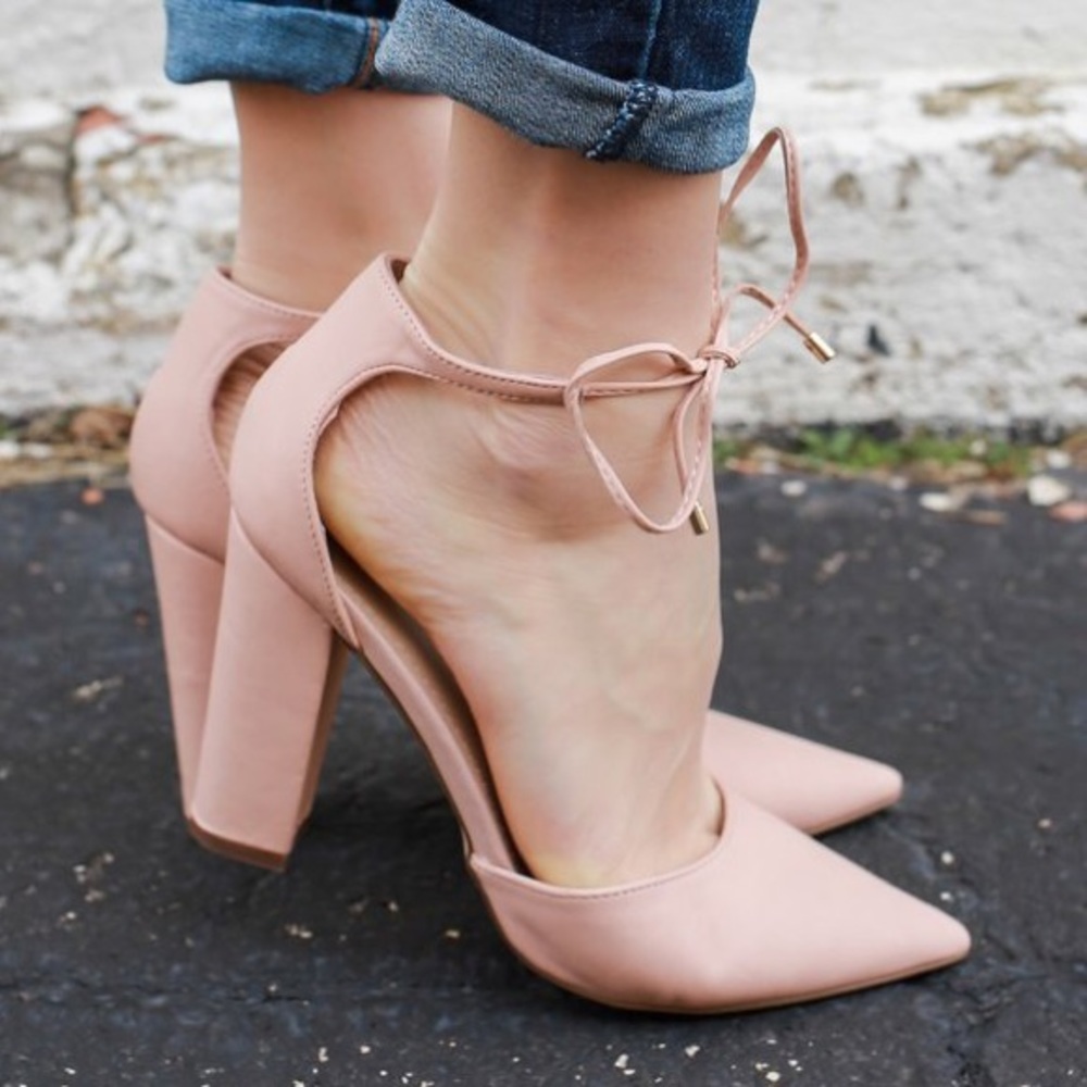 Blush nubuck pointy single sole pump heel toe 💗💗 - Picture 3 of 5