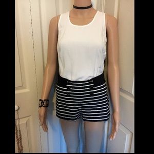 High Waist Striped Nautical Shorts
