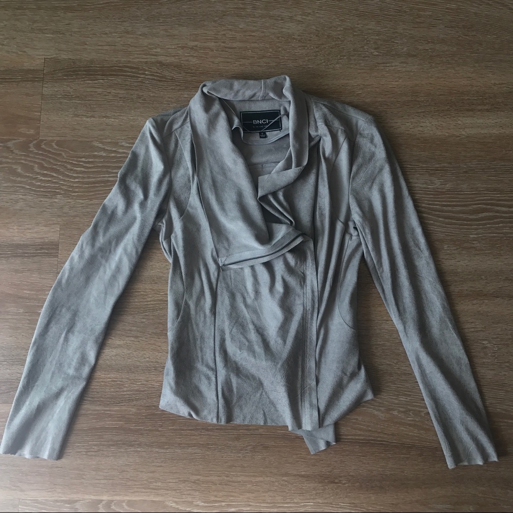 BNCI by Blanc Noir vegan suede drape jacket.