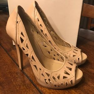 BCBGeneration Peep Toe Pumps Size 8- Nude/Tan
