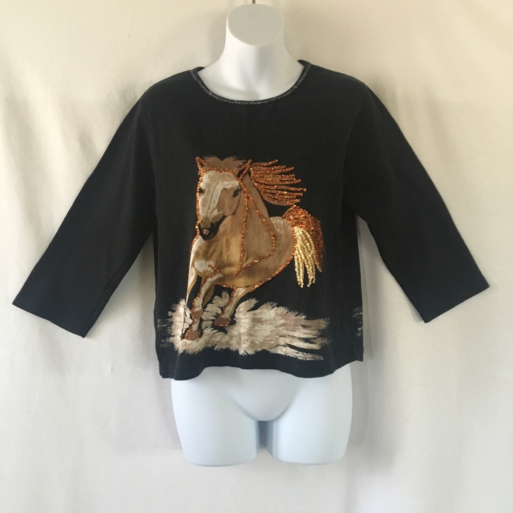 RaRE ViNtAgE WilD h0rSes seQuinEd shiRt🐴🐎