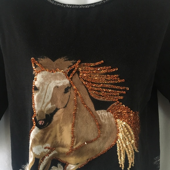 RaRE ViNtAgE WilD h0rSes seQuinEd shiRt - Picture 4 of 11