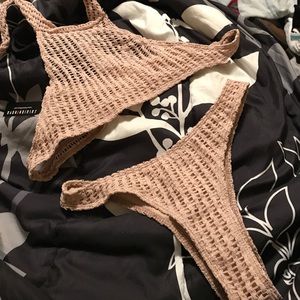 Fashion Nova high-waisted nude crotchet bikini