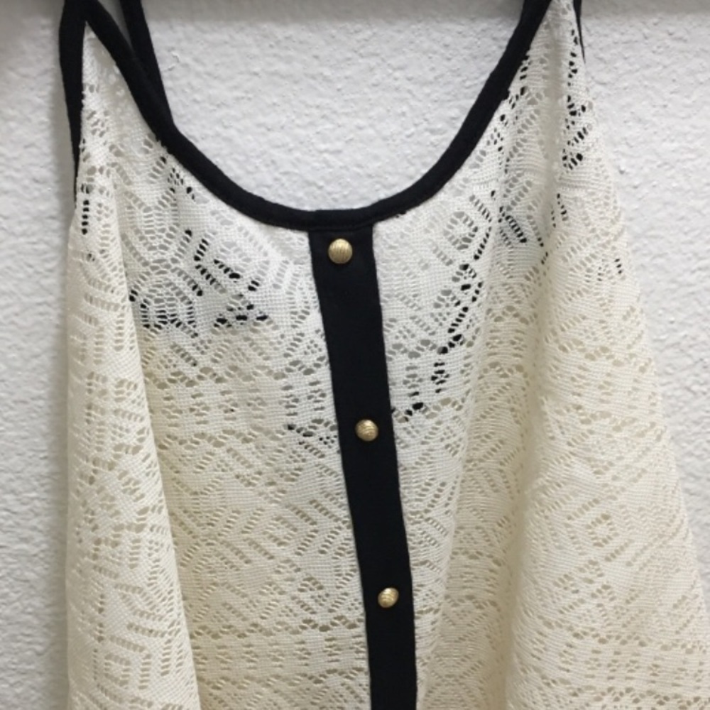 Lace button up top