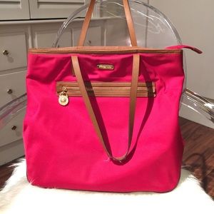 Red Michael Kors nylon tote bag