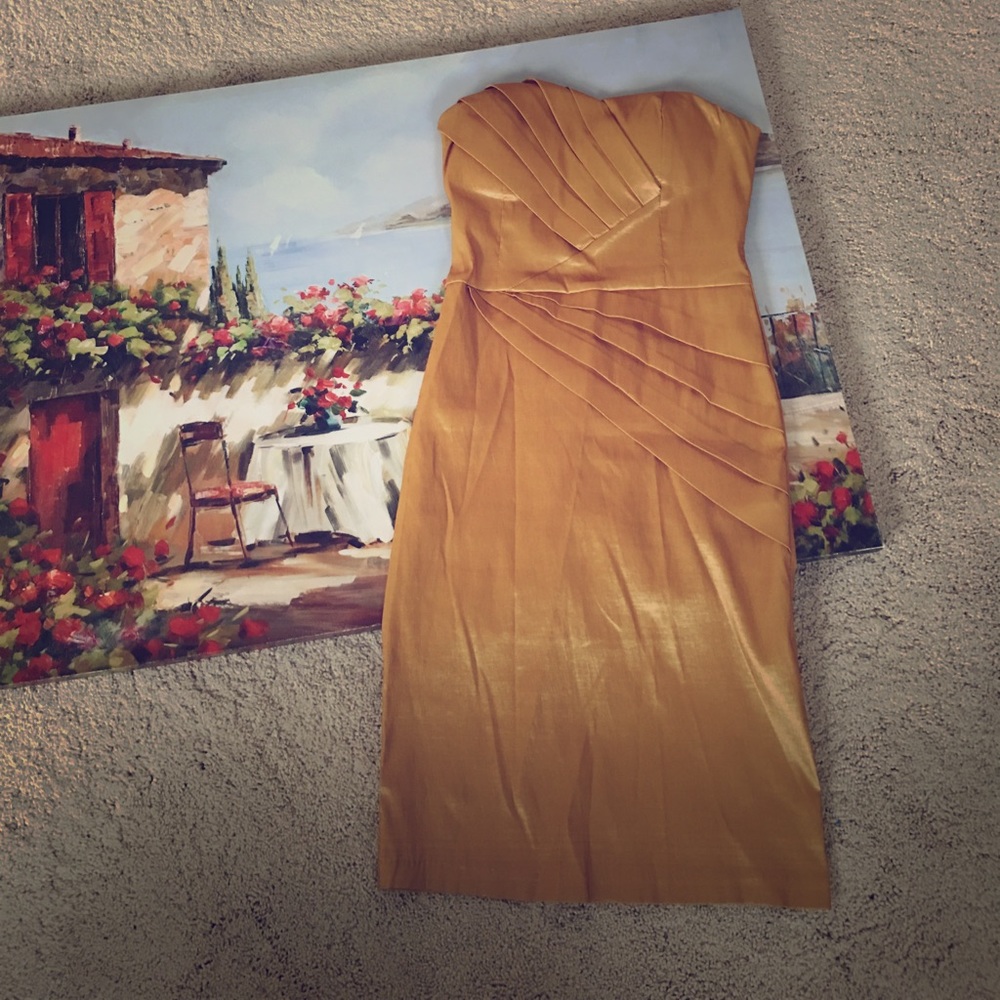Gold cocktail tube dress. Small