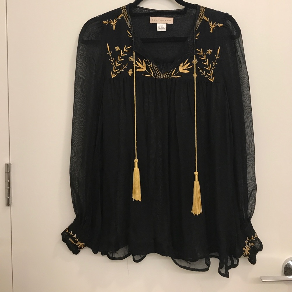 Elle Sasson Silk/rayon Blend Peasant Top
