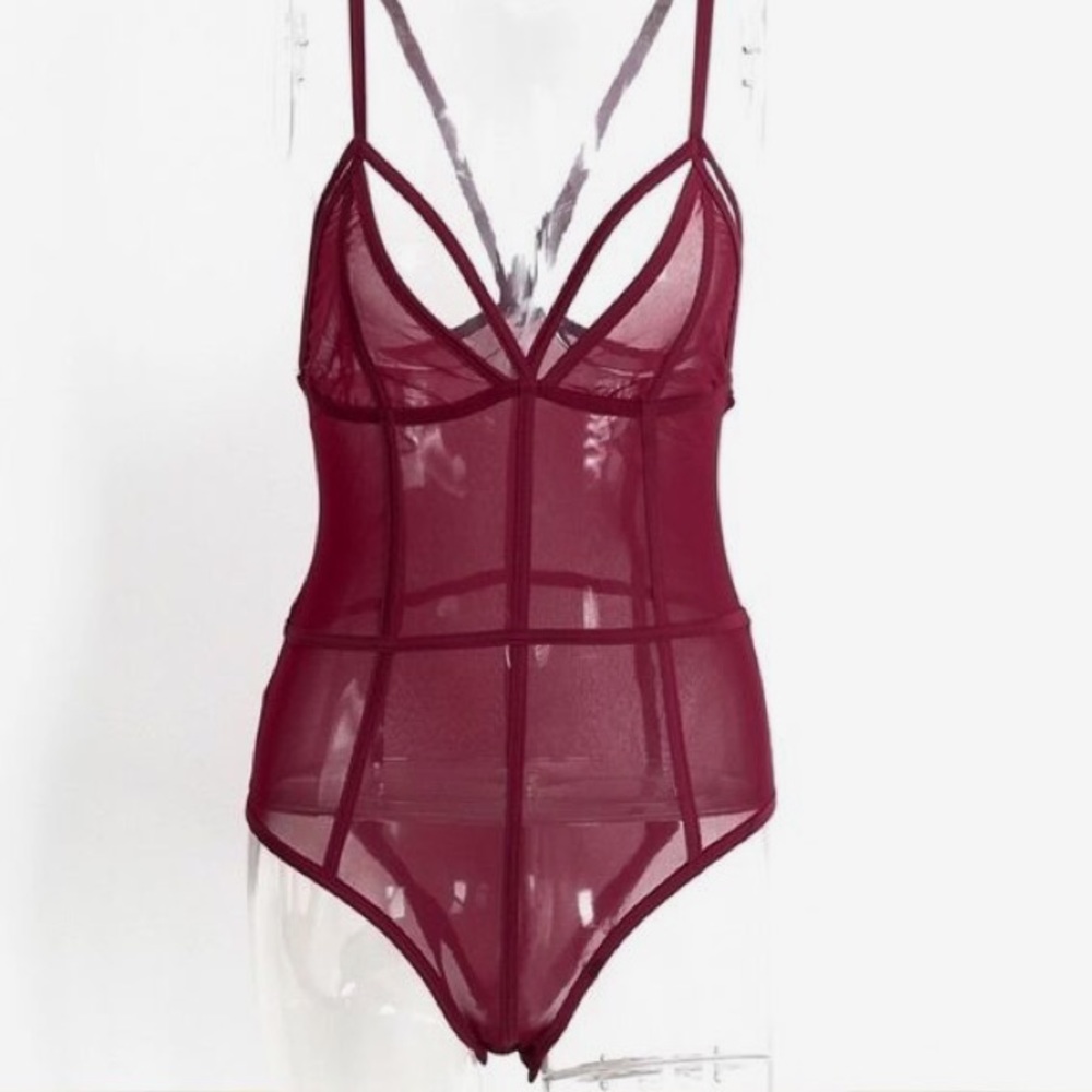 red mesh bodysuit