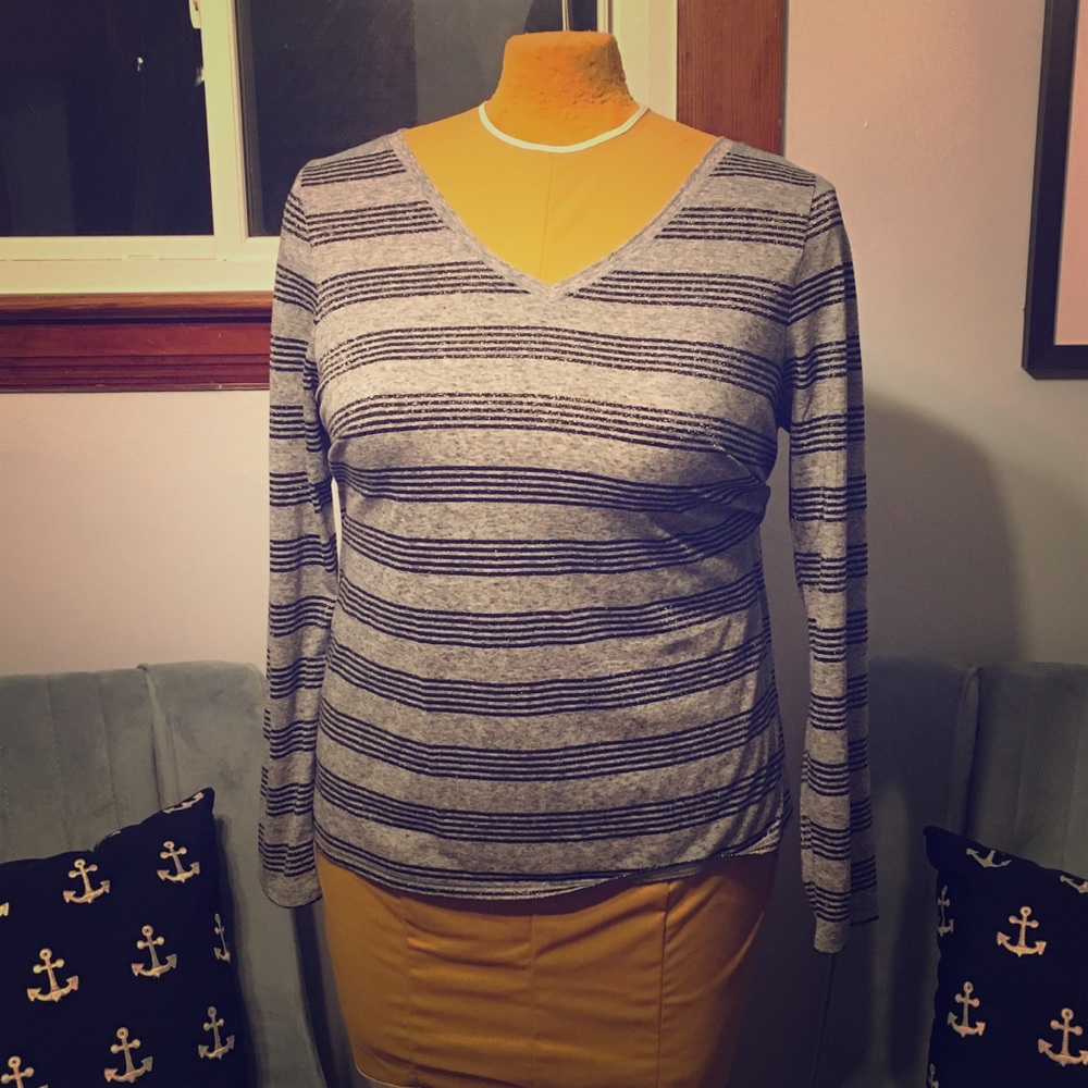 NWT Long sleeve GLITTER Striped shirt! Lane Bryant