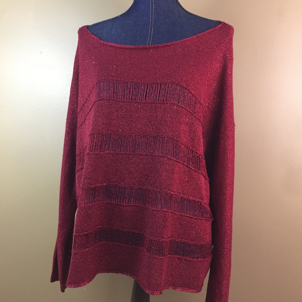 Rock & Republic Red Sequin Sweater L XL