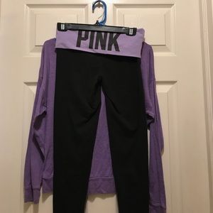 PINK off shoulder top & PINK Yoga pant set XS