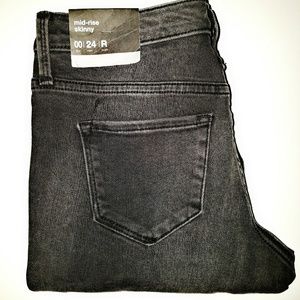 Black Wash  Mid Rise Skinny Jeans