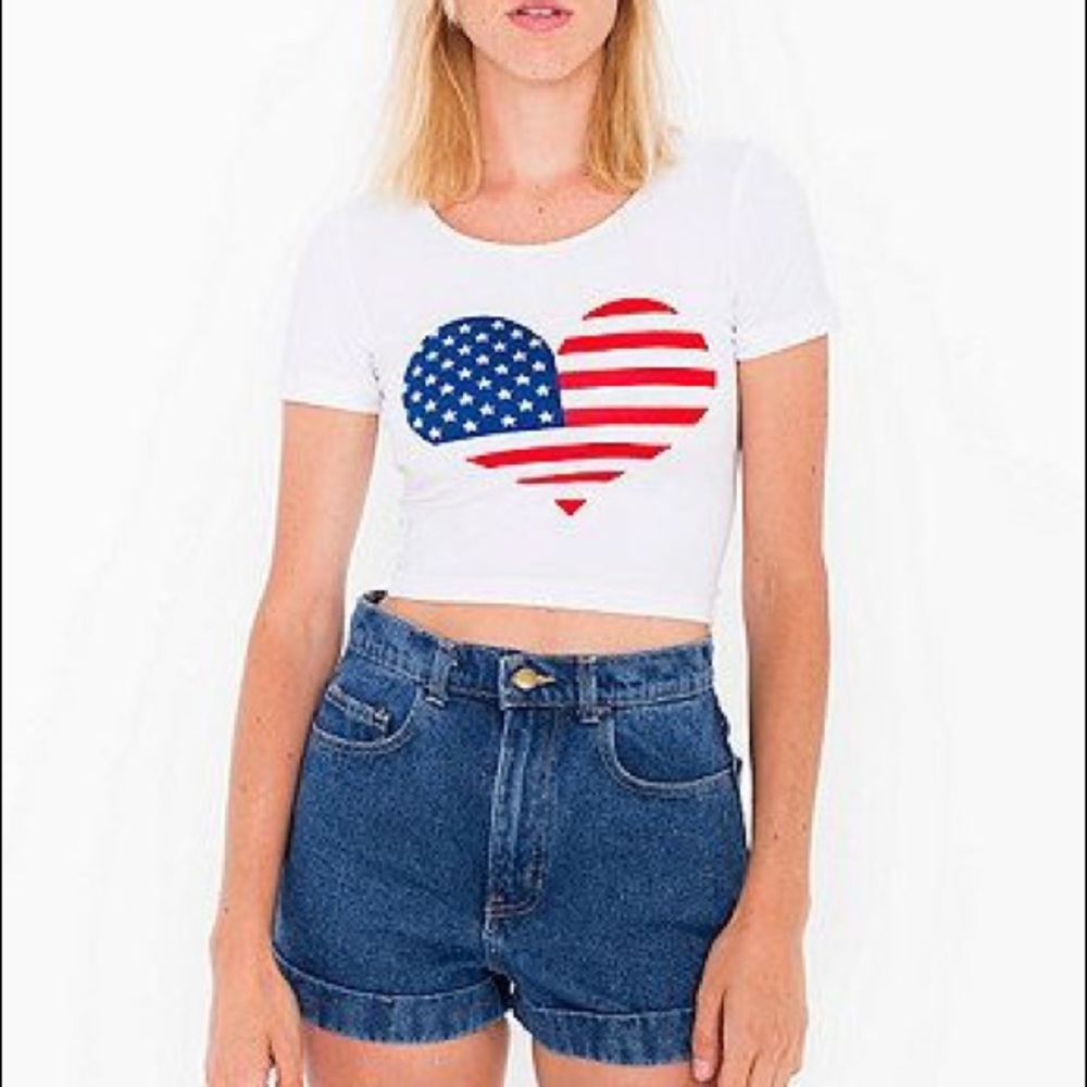 LAST ONE 💥 American Flag Heart Crop Top Size L