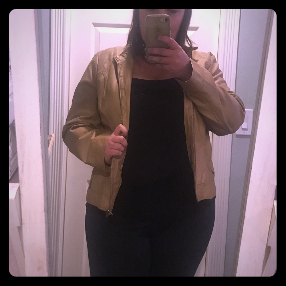 Camel Faux Leather Jacket