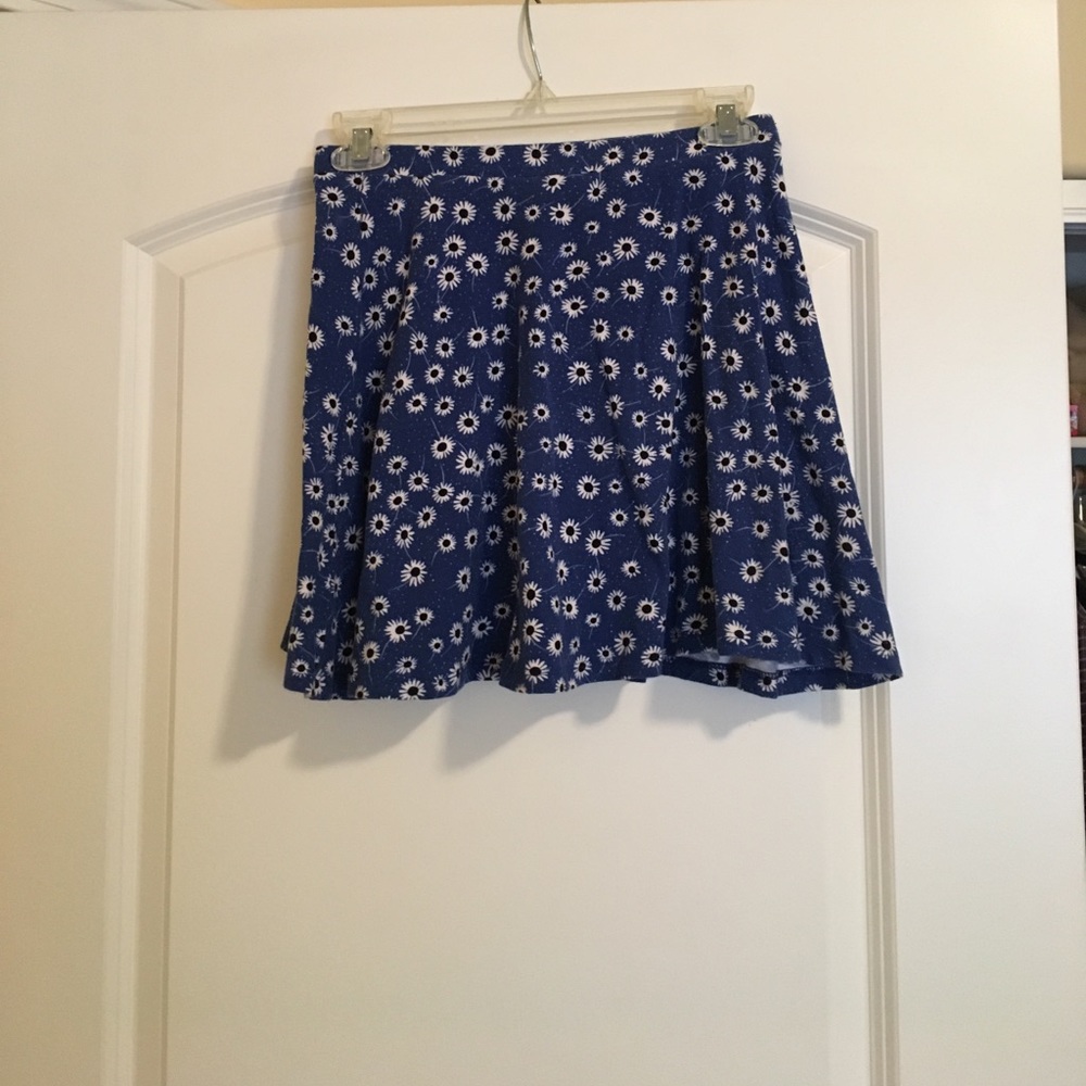 Blue floral print skater skirt