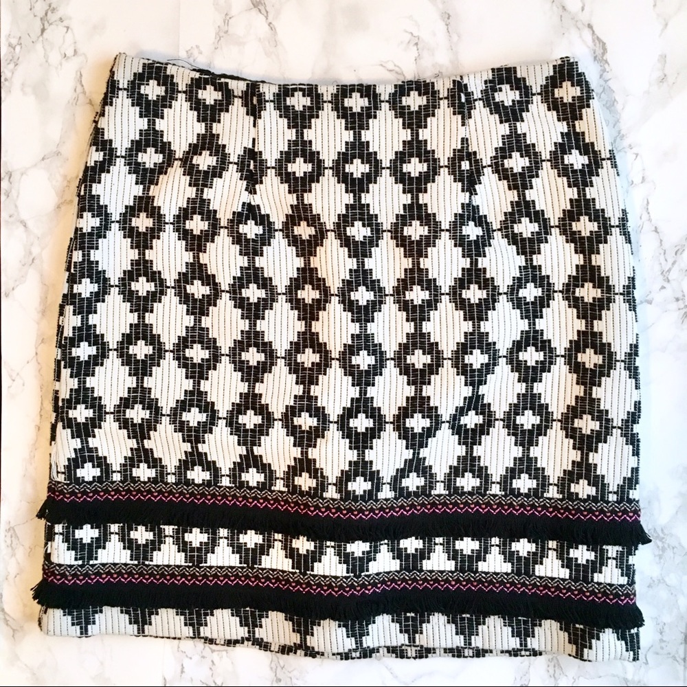MOVING SALE Woven Tribal Mini Skirt with Fringe - Picture 2 of 4