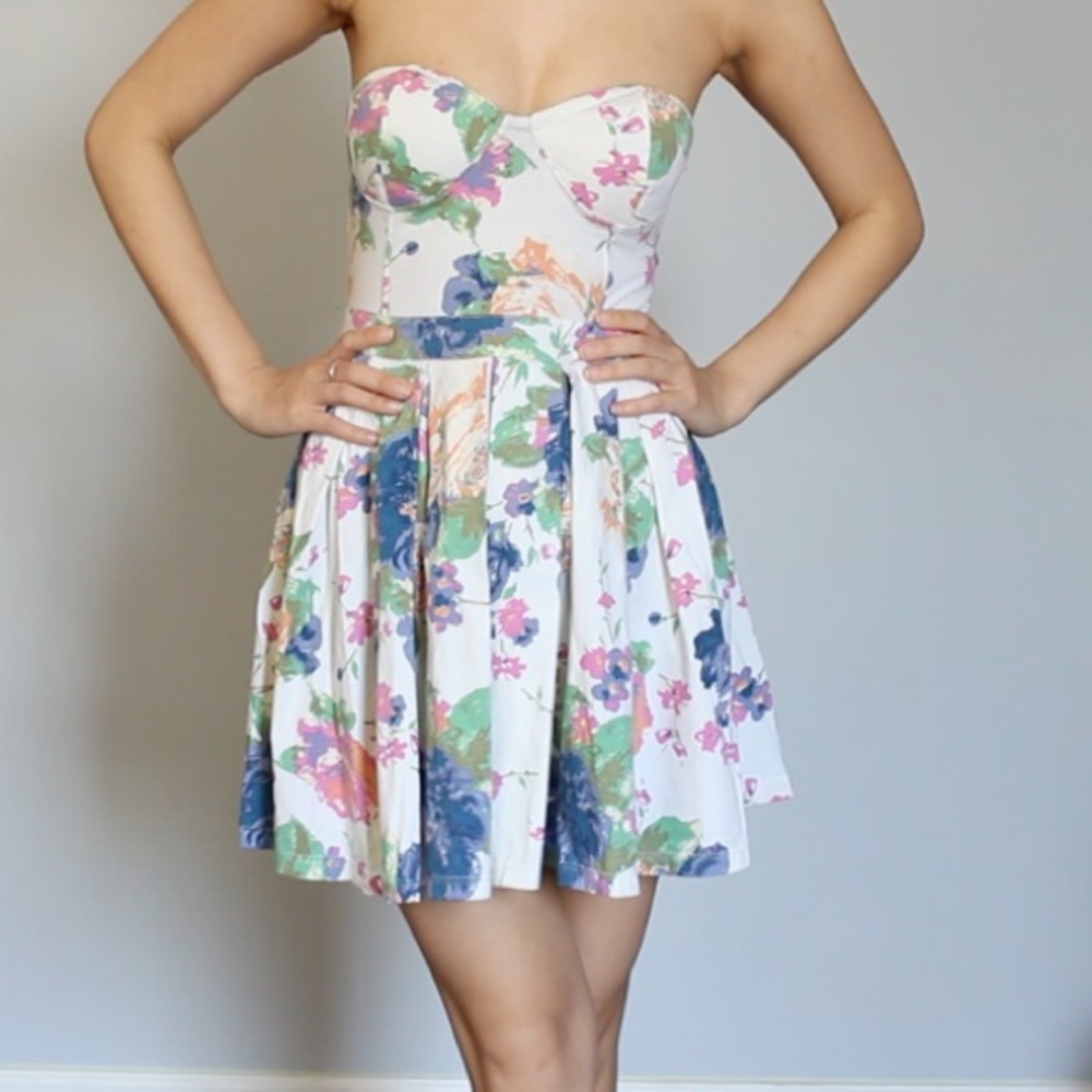 MOTEL ROCKS FLORAL SKATER DRESS - XS