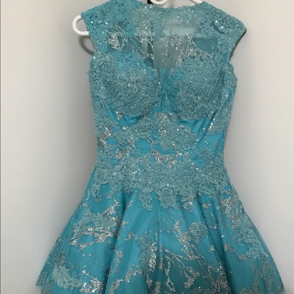 A light blue/silver Jovani dress
