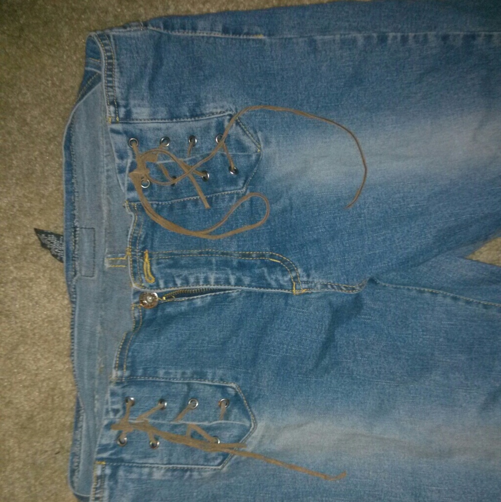 Lace up jeans.