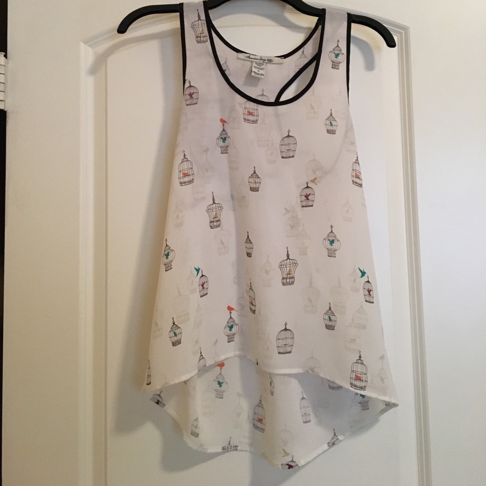 Sheath tank with colorful caged bird pattern