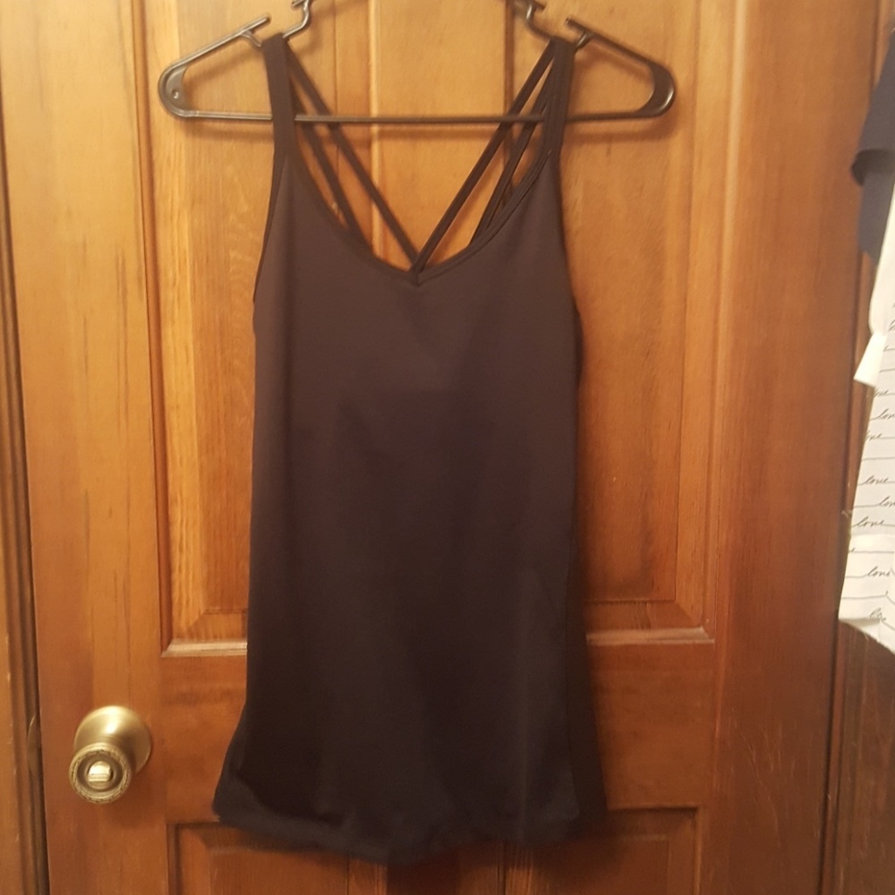 Black Fitness athletic yoga strappy tank top