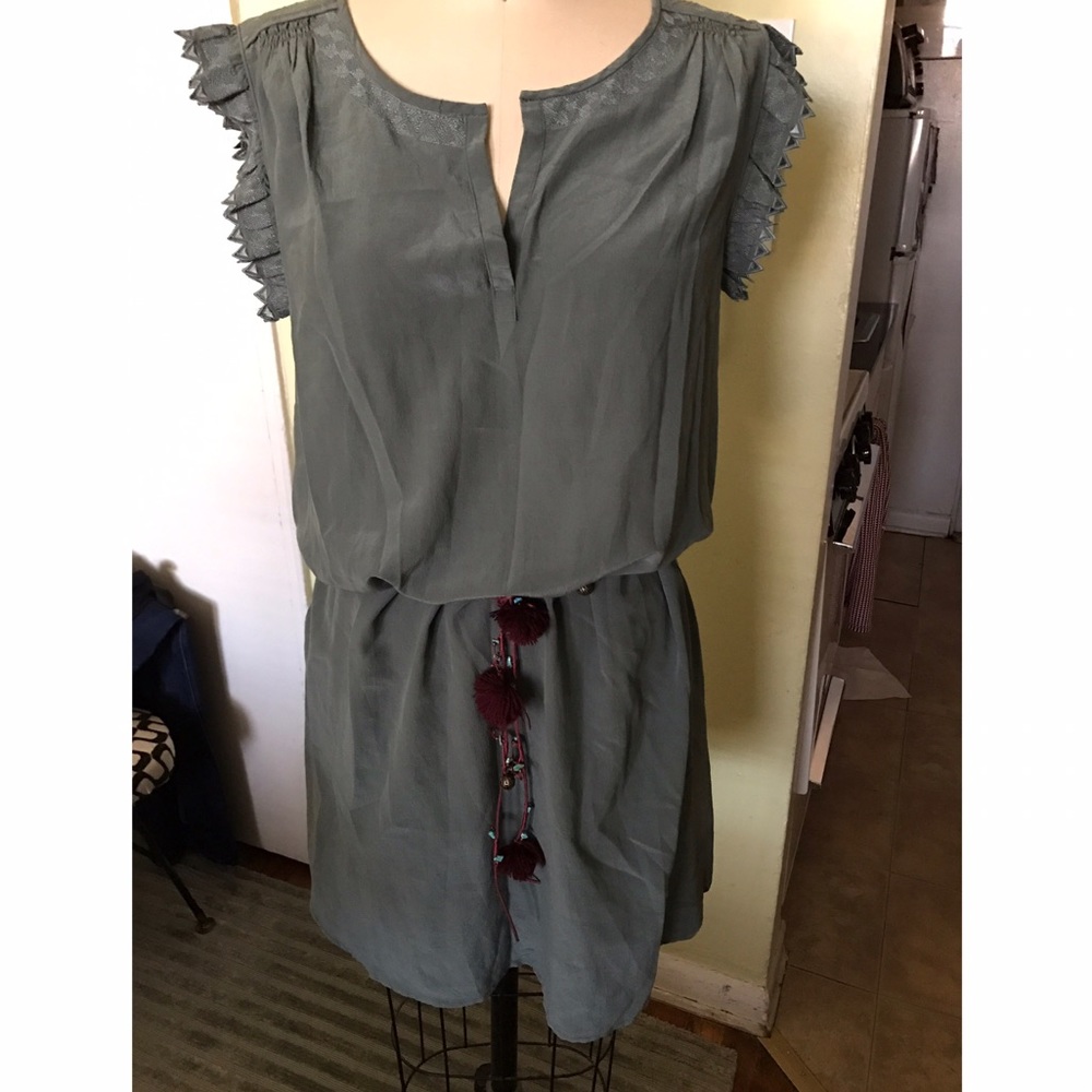 Maison Scotch army green silk dress