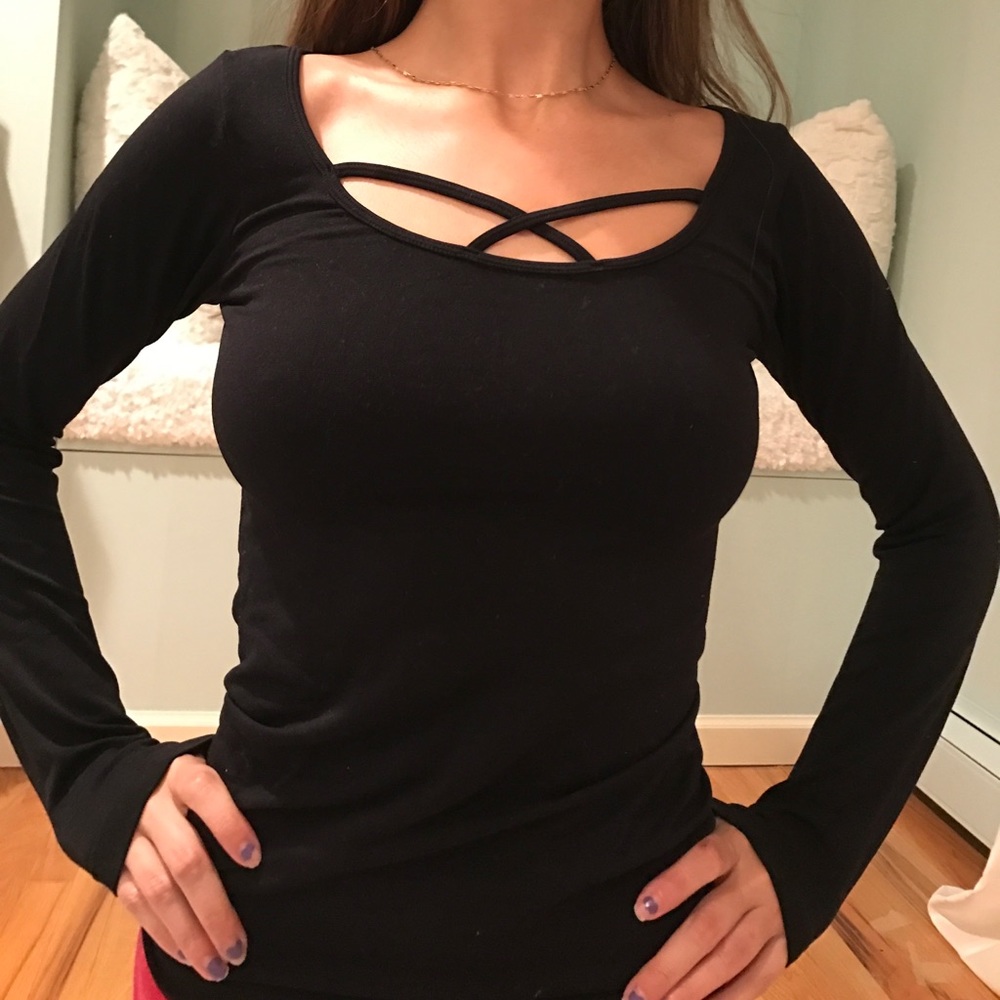 black, fitted shirt
